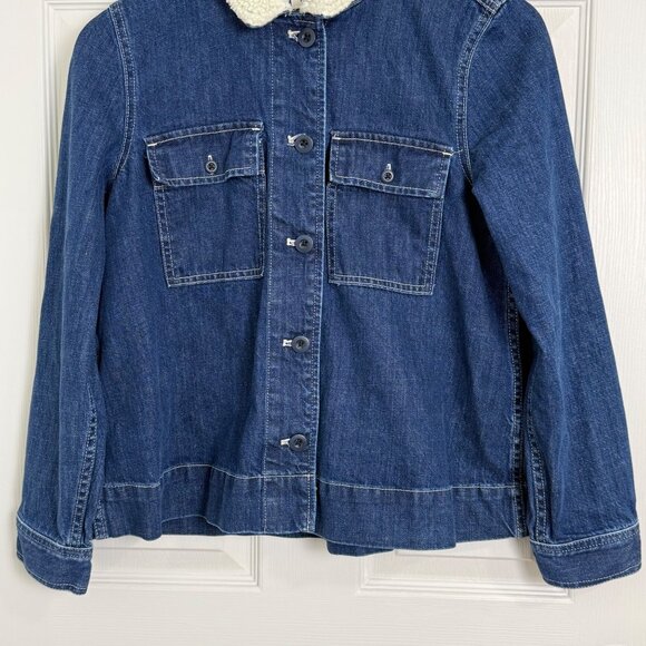 Madewell Denim Jacket Womens Small Blue Northward Cropped‎ Army Sherpa Collar - Picture 6 of 13